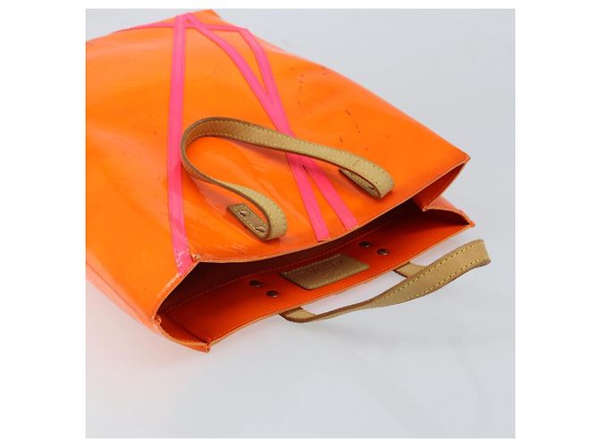 LOUIS VUITTON Sac Reade MM Monogram Vernis Fluo Orange Rose M91902 Auth LNZ356 - vue 6