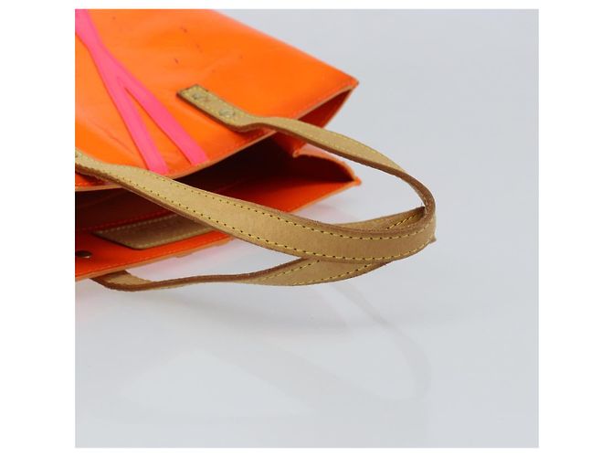 LOUIS VUITTON Sac Reade MM Monogram Vernis Fluo Orange Rose M91902 Auth LNZ356 - vue 7