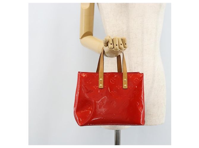 LOUIS VUITTON Monogram Vernis Reade PM Borsa a Mano Rossa M91088 LV Auth LNZ297 Rosso - vista 23