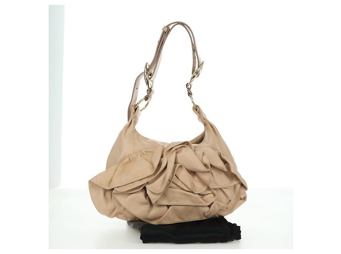 SAINT LAURENT Borsa a Spalla Pelle Beige Oro Auth 172811V D'oro - vista 12