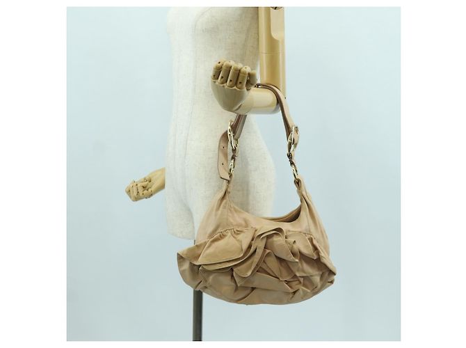 SAINT LAURENT Borsa a Spalla Pelle Beige Oro Auth 172811V D'oro - vista 22