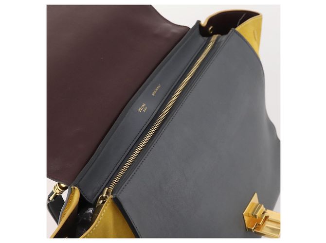 Céline Borsa a mano Trapeze CELINE in pelle scamosciata 2 in 1 grigia oro Auth ep13043 Marrone D'oro - vista 10