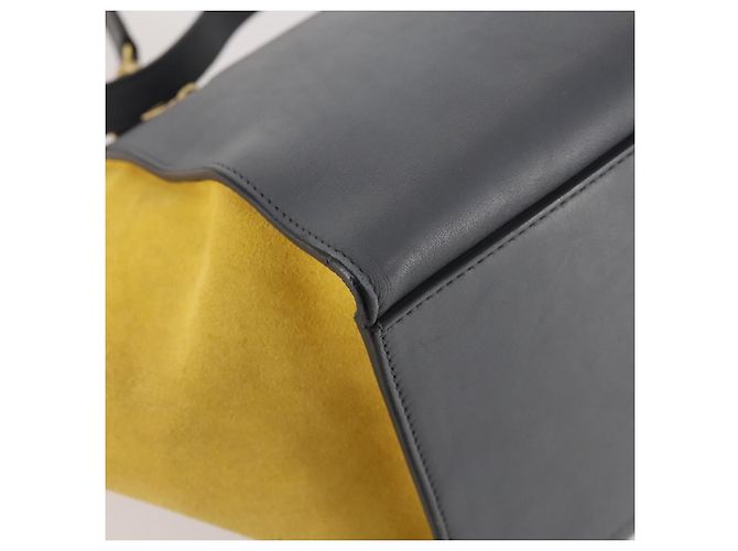 Céline Borsa a mano Trapeze CELINE in pelle scamosciata 2 in 1 grigia oro Auth ep13043 Marrone D'oro - vista 18