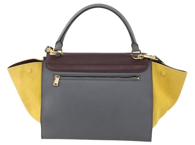 Céline Borsa a mano Trapeze CELINE in pelle scamosciata 2 in 1 grigia oro Auth ep13043 Marrone D'oro - vista 2