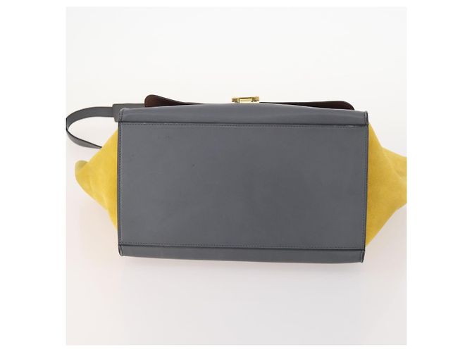 Céline Borsa a mano Trapeze CELINE in pelle scamosciata 2 in 1 grigia oro Auth ep13043 Marrone D'oro - vista 5