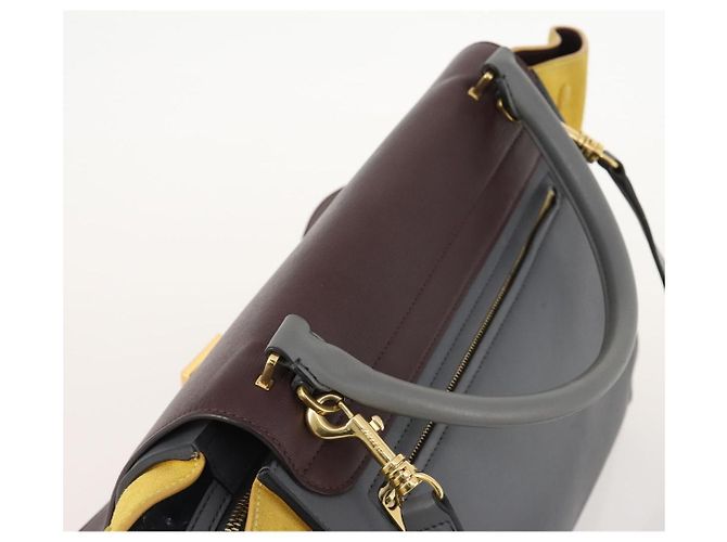 Céline Borsa a mano Trapeze CELINE in pelle scamosciata 2 in 1 grigia oro Auth ep13043 Marrone D'oro - vista 6