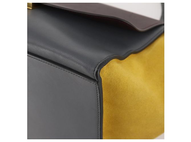 Céline Borsa a mano Trapeze CELINE in pelle scamosciata 2 in 1 grigia oro Auth ep13043 Marrone D'oro - vista 9