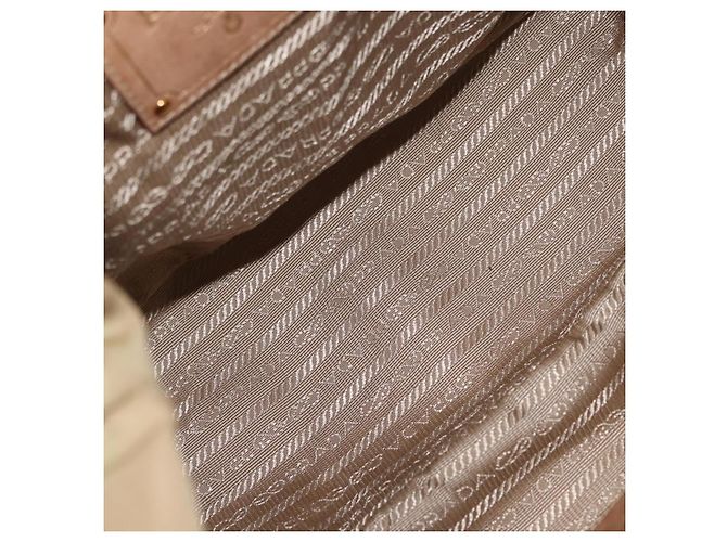 Borsa Tote Prada in nylon beige e oro Auth bs32789 D'oro - vista 10