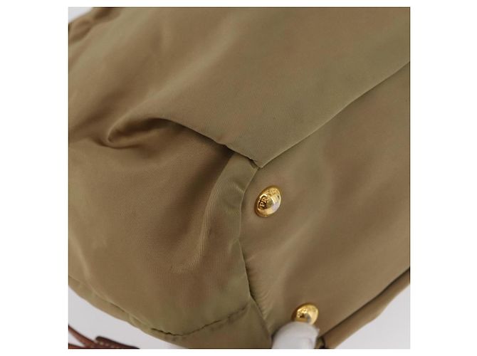 Borsa Tote Prada in nylon beige e oro Auth bs32789 D'oro - vista 15