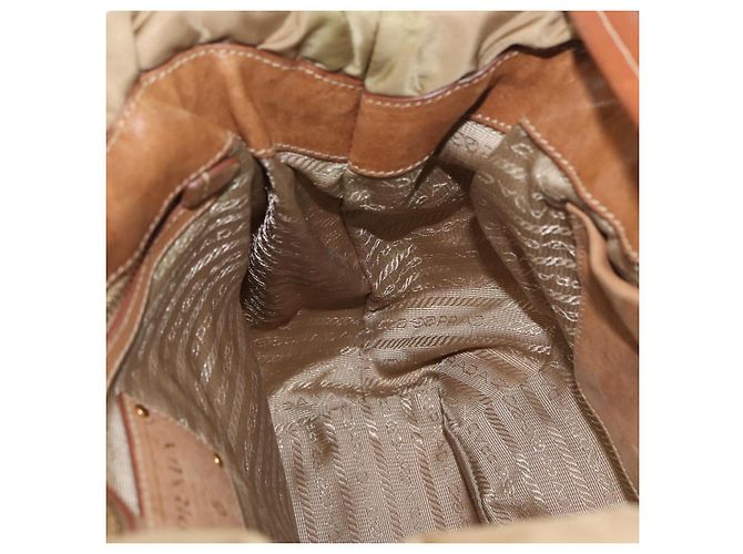 Borsa Tote Prada in nylon beige e oro Auth bs32789 D'oro - vista 19