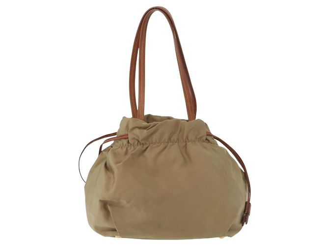 Borsa Tote Prada in nylon beige e oro Auth bs32789 D'oro - vista 2