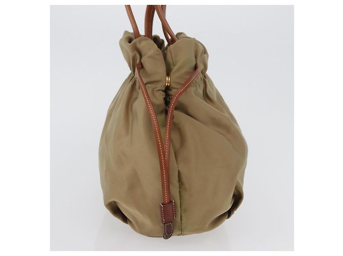 Borsa Tote Prada in nylon beige e oro Auth bs32789 D'oro - vista 3