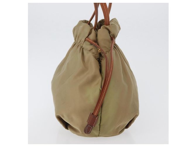 Borsa Tote Prada in nylon beige e oro Auth bs32789 D'oro - vista 4