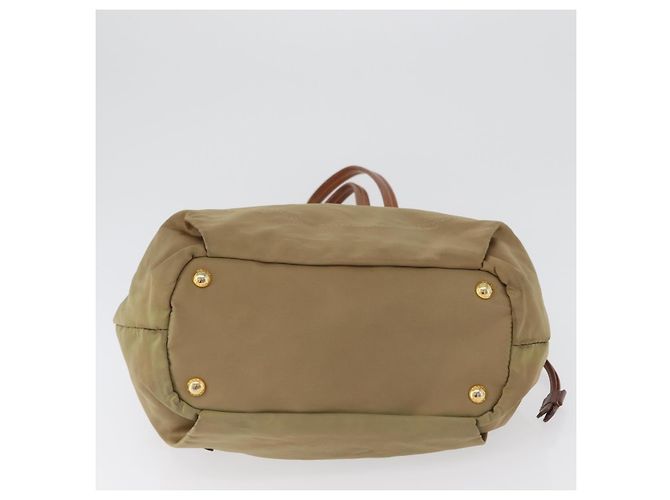 Borsa Tote Prada in nylon beige e oro Auth bs32789 D'oro - vista 5