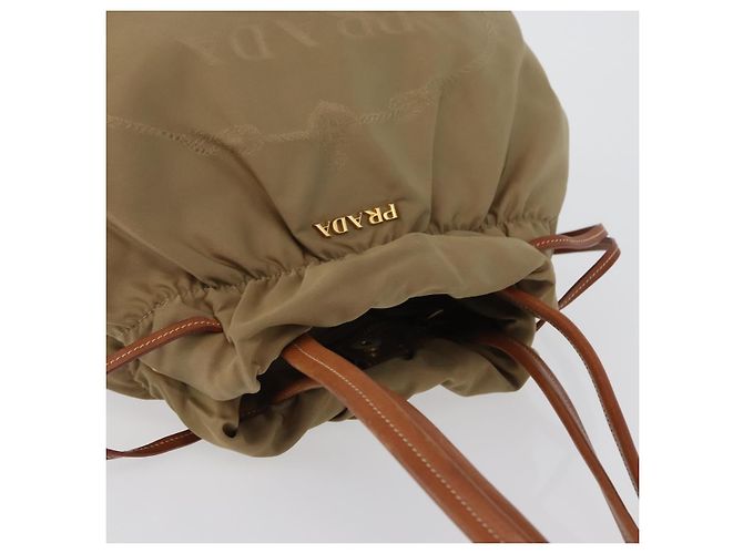 Borsa Tote Prada in nylon beige e oro Auth bs32789 D'oro - vista 6