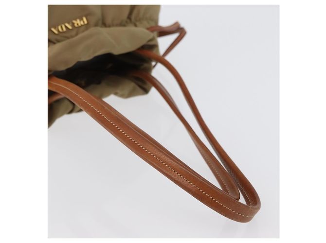 Borsa Tote Prada in nylon beige e oro Auth bs32789 D'oro - vista 7