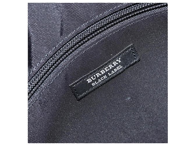 Borsa da lavoro Burberry Black Label in nylon nero e argento Auth ka2647 - vista 11