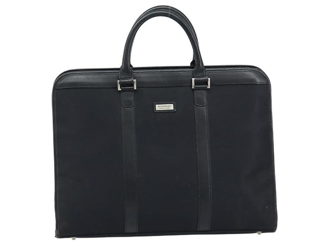 Borsa da lavoro Burberry Black Label in nylon nero e argento Auth ka2647 - vista 13