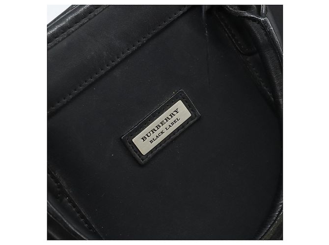 Borsa da lavoro Burberry Black Label in nylon nero e argento Auth ka2647 - vista 17
