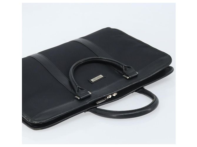 Borsa da lavoro Burberry Black Label in nylon nero e argento Auth ka2647 - vista 6