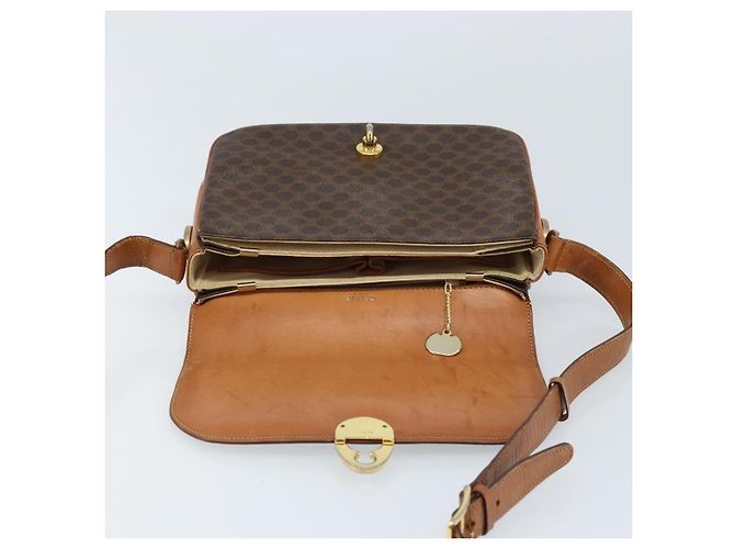 Céline Borsa a Spalla in Tela Macadam CELINE in Pelle PVC Marrone Oro Auth LNZ086 D'oro - vista 10