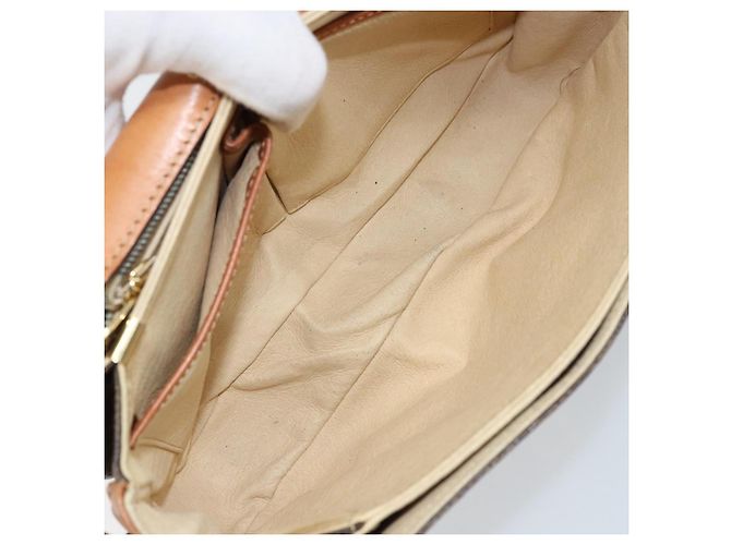 Céline Borsa a Spalla in Tela Macadam CELINE in Pelle PVC Marrone Oro Auth LNZ086 D'oro - vista 11