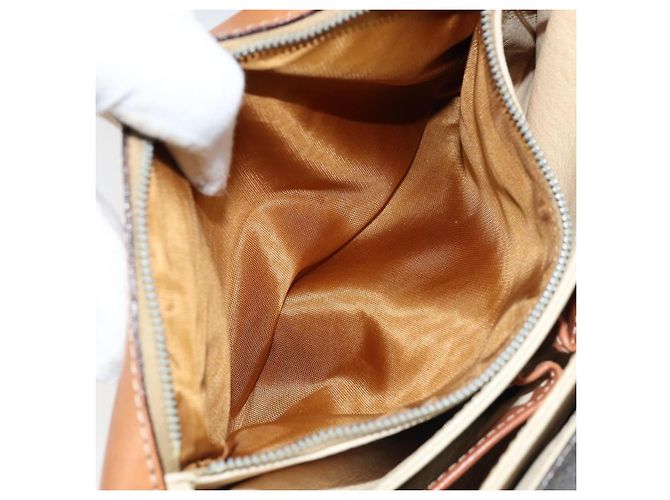 Céline Borsa a Spalla in Tela Macadam CELINE in Pelle PVC Marrone Oro Auth LNZ086 D'oro - vista 12