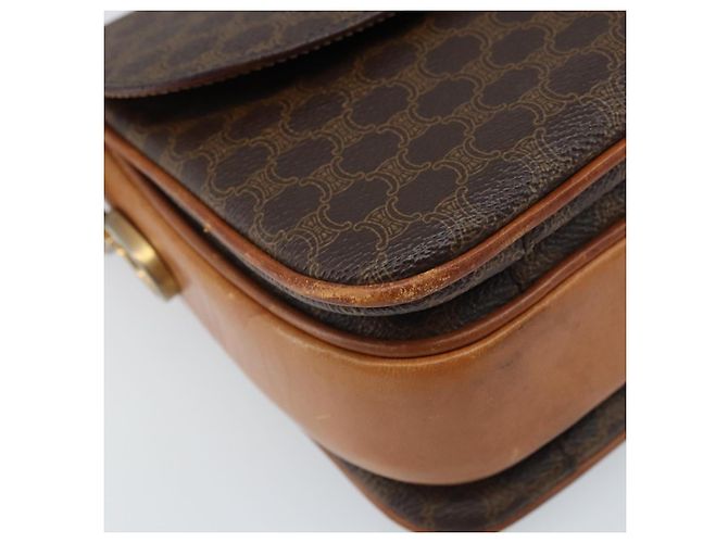 Céline Borsa a Spalla in Tela Macadam CELINE in Pelle PVC Marrone Oro Auth LNZ086 D'oro - vista 14