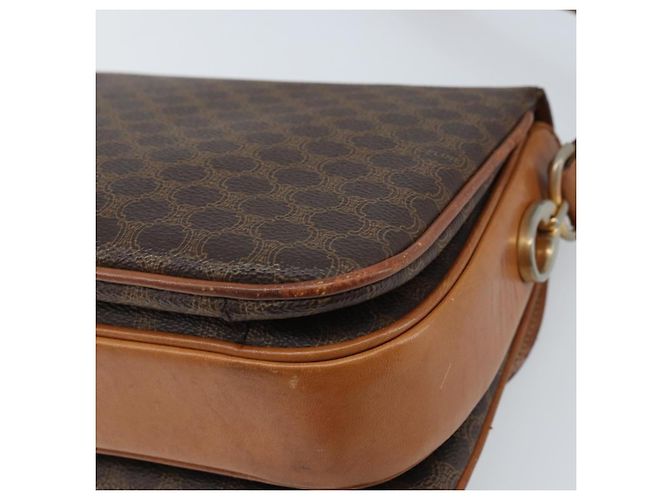 Céline Borsa a Spalla in Tela Macadam CELINE in Pelle PVC Marrone Oro Auth LNZ086 D'oro - vista 15