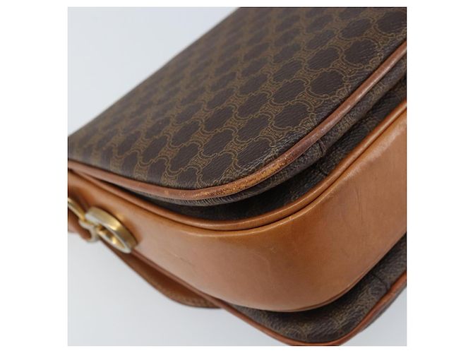 Céline Borsa a Spalla in Tela Macadam CELINE in Pelle PVC Marrone Oro Auth LNZ086 D'oro - vista 16