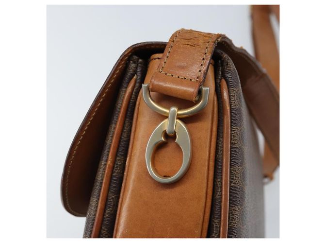 Céline Borsa a Spalla in Tela Macadam CELINE in Pelle PVC Marrone Oro Auth LNZ086 D'oro - vista 17