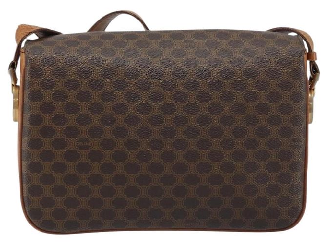 Céline Borsa a Spalla in Tela Macadam CELINE in Pelle PVC Marrone Oro Auth LNZ086 D'oro - vista 2