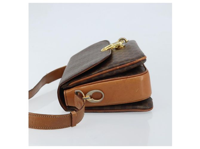 Céline Borsa a Spalla in Tela Macadam CELINE in Pelle PVC Marrone Oro Auth LNZ086 D'oro - vista 4
