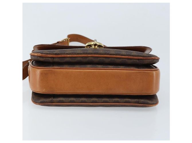 Céline Borsa a Spalla in Tela Macadam CELINE in Pelle PVC Marrone Oro Auth LNZ086 D'oro - vista 5