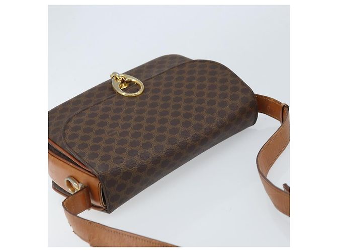 Céline Borsa a Spalla in Tela Macadam CELINE in Pelle PVC Marrone Oro Auth LNZ086 D'oro - vista 6