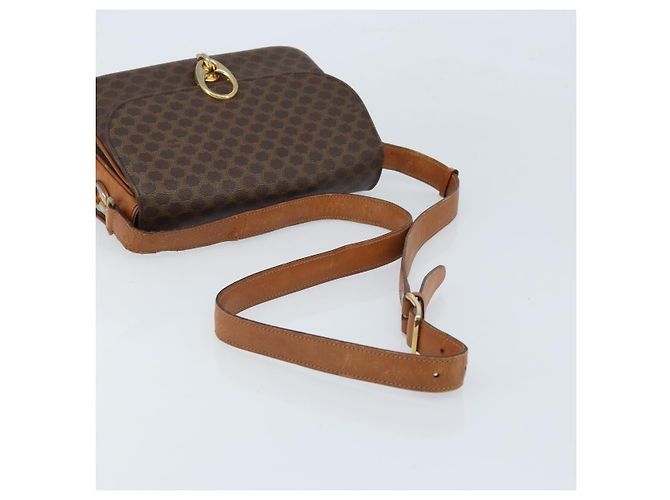 Céline Borsa a Spalla in Tela Macadam CELINE in Pelle PVC Marrone Oro Auth LNZ086 D'oro - vista 7