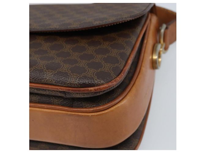 Céline Borsa a Spalla in Tela Macadam CELINE in Pelle PVC Marrone Oro Auth LNZ086 D'oro - vista 9