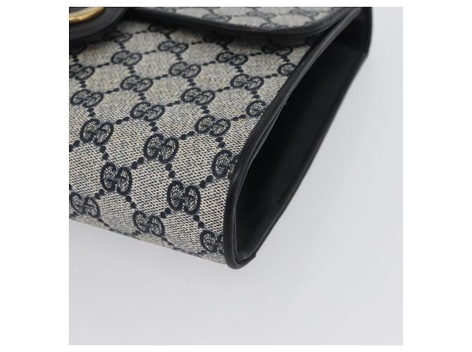 Gucci Borsa a Spalla GG Supreme in PVC Navy Gold Auth ep13495 D'oro Blu navy - vista 11