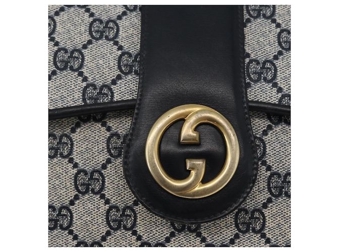 Gucci Borsa a Spalla GG Supreme in PVC Navy Gold Auth ep13495 D'oro Blu navy - vista 14