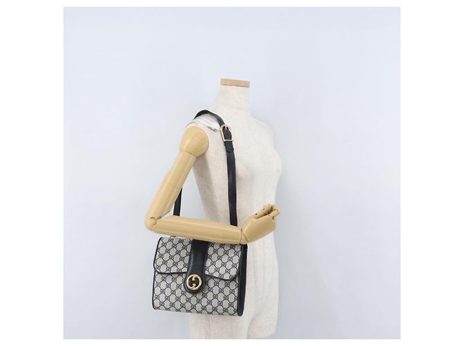 Gucci Borsa a Spalla GG Supreme in PVC Navy Gold Auth ep13495 D'oro Blu navy - vista 22