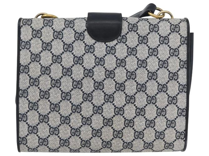 Gucci Borsa a Spalla GG Supreme in PVC Navy Gold Auth ep13495 D'oro Blu navy - vista 3