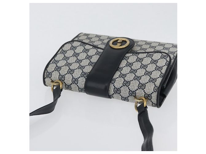 Gucci Borsa a Spalla GG Supreme in PVC Navy Gold Auth ep13495 D'oro Blu navy - vista 6