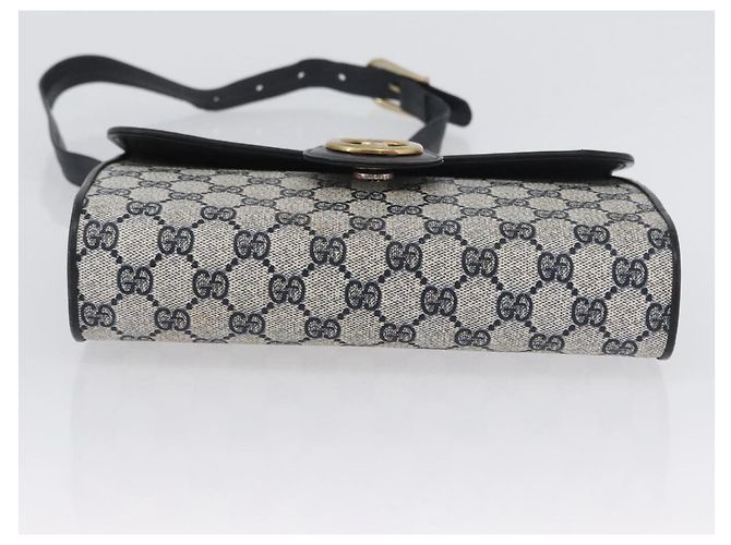 Gucci Borsa a Spalla GG Supreme in PVC Navy Gold Auth ep13495 D'oro Blu navy - vista 9