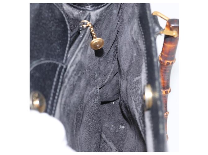 Borsa Tote in Pelle Gucci Bamboo Nera Oro 002 0260 Auth ep13352 Nero D'oro - vista 19