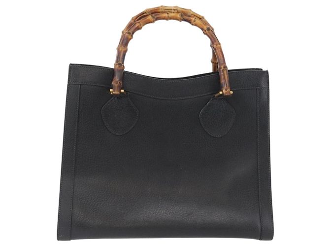 Borsa Tote in Pelle Gucci Bamboo Nera Oro 002 0260 Auth ep13352 Nero D'oro - vista 2