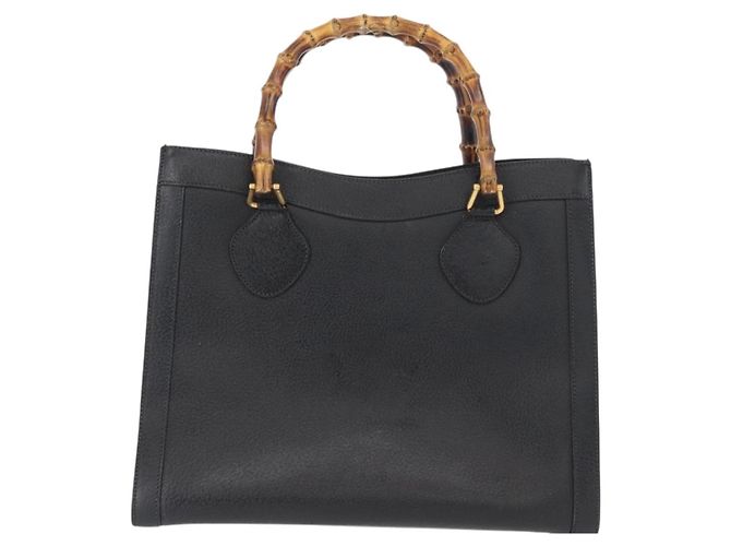 Borsa Tote in Pelle Gucci Bamboo Nera Oro 002 0260 Auth ep13352 Nero D'oro - vista 3