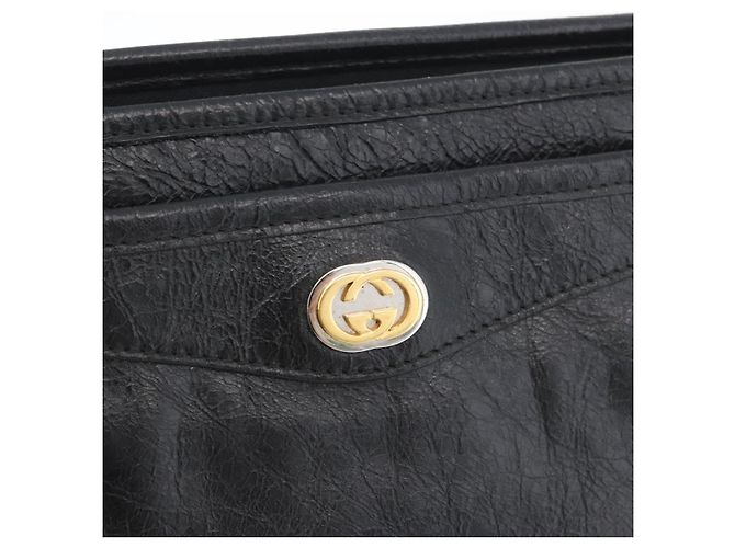 GUCCI Clutch in Pelle Nera Argento 575991 Auth ka2665 Nero - vista 13