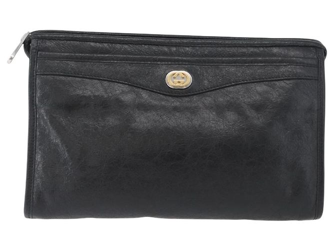 GUCCI Clutch in Pelle Nera Argento 575991 Auth ka2665 Nero - vista 2