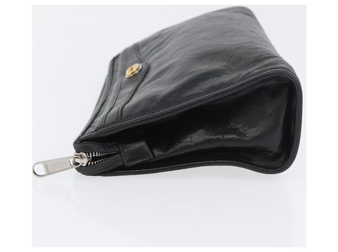GUCCI Clutch in Pelle Nera Argento 575991 Auth ka2665 Nero - vista 5