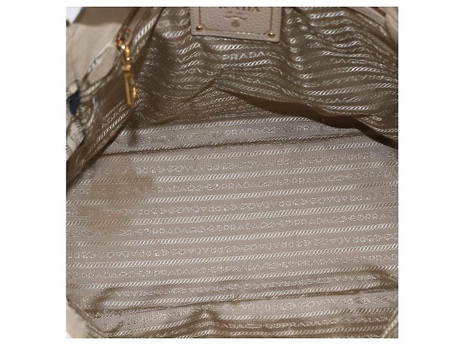 Prada Borsa Tote in Pelle Beige Oro Auth gh1849 D'oro - vista 10